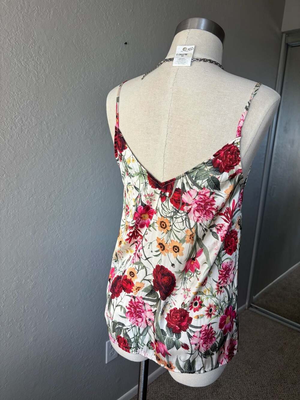Gina Tricot Floral Satin Lace Trim Camisole Top - Picture 4 of 7
